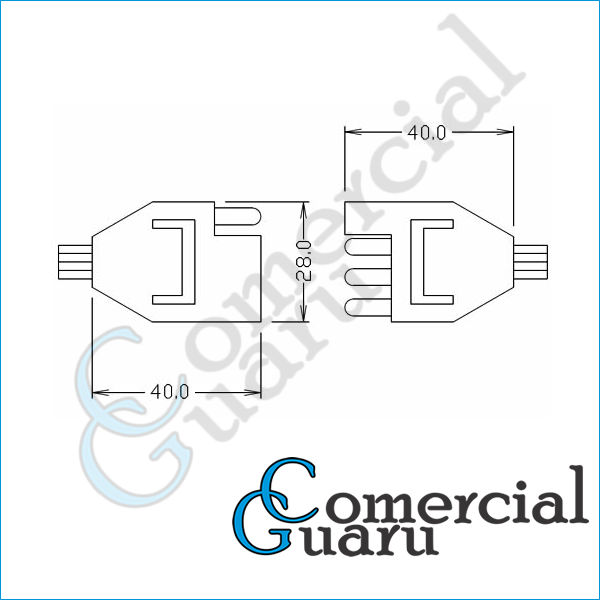 Conector plugue polarizado 4 vias fio 1,5mm² 4